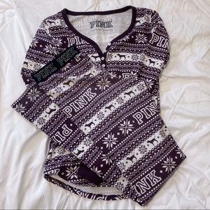 SET Victoria’s Secret PINK Burgundy Thermal Pajama
